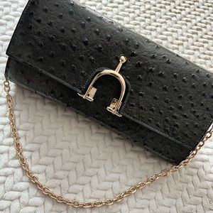 Gray crocodile Gold Clutch